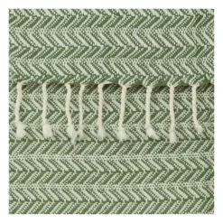 Green And Ivory Chevron Cotton Throw-Kirkland's Home Outlet