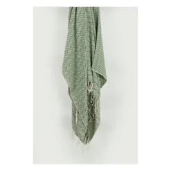 Green And Ivory Chevron Cotton Throw-Kirkland's Home Outlet