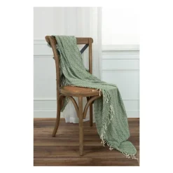Green And Ivory Chevron Cotton Throw-Kirkland's Home Outlet