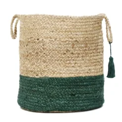 Green And Tan Woven Basket With Tassel, 19 In.-Kirkland's Home Best Sale