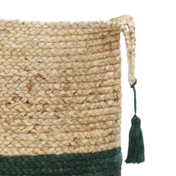 Green And Tan Woven Basket With Tassel, 19 In.-Kirkland's Home Best Sale