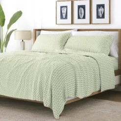 Green And White Chevron 3-Pc. Twin Sheet Set-Kirkland's Home Sale
