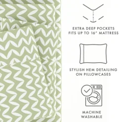 Green And White Chevron 3-Pc. Twin Sheet Set-Kirkland's Home Sale