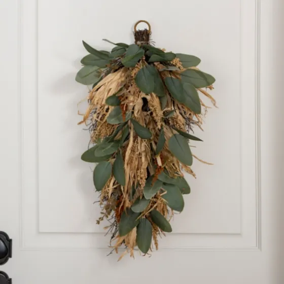 Green Eucalyptus And Heather Wheat Teardrop Swag-Kirkland's Home Best