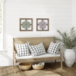 Green Metal Flower Wood Frame Wall Sculpture-Kirkland's Home Online