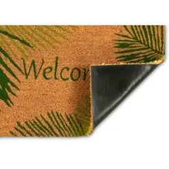 Green Palm Fronds Welcome Coir Doormat-Kirkland's Home Clearance