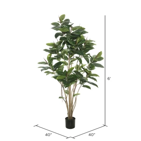 Green Rubber Tree, 6 Ft.-Kirkland's Home Cheap