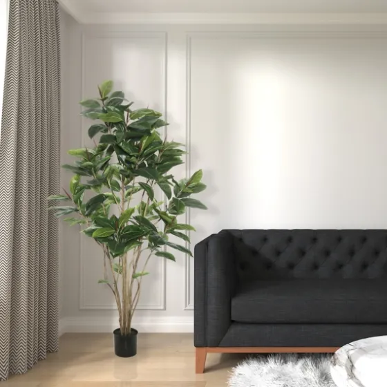 Green Rubber Tree, 6 Ft.-Kirkland's Home Cheap