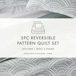 Green Scalloped Reversible 3-Pc. King Quilt Set-Kirkland's Home Cheap