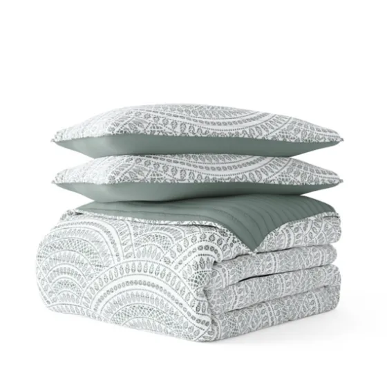 Green Scalloped Reversible 2-Pc. Twin Quilt Set-Kirkland's Home Hot