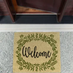 Green Wreath Welcome Coir Doormat-Kirkland's Home Online