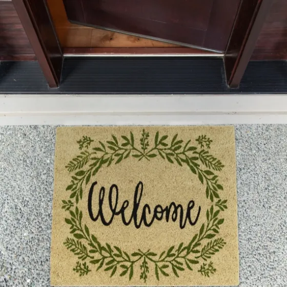 Green Wreath Welcome Coir Doormat-Kirkland's Home Online