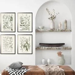Greenery On Cream Back Framed Art Prints, Set Of 4-Kirkland's Home Cheap