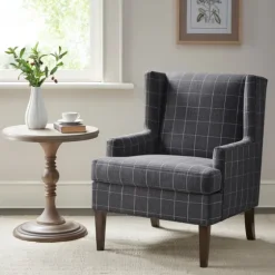 Grid Plaid Upholstered Martha Stewart Accent Chair-Kirkland's Home Clearance