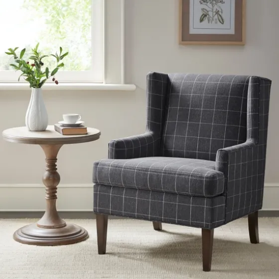 Grid Plaid Upholstered Martha Stewart Accent Chair-Kirkland's Home Clearance