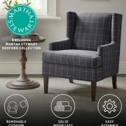 Grid Plaid Upholstered Martha Stewart Accent Chair-Kirkland's Home Clearance