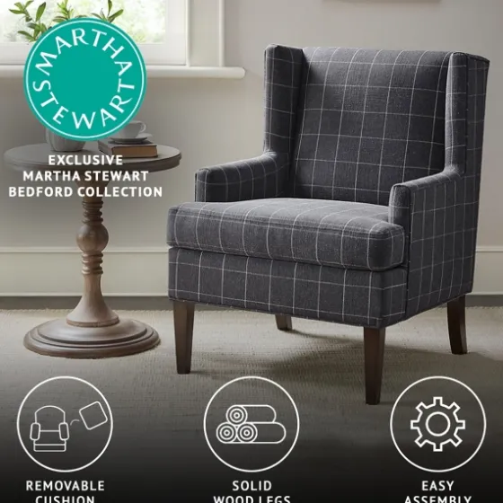 Grid Plaid Upholstered Martha Stewart Accent Chair-Kirkland's Home Clearance