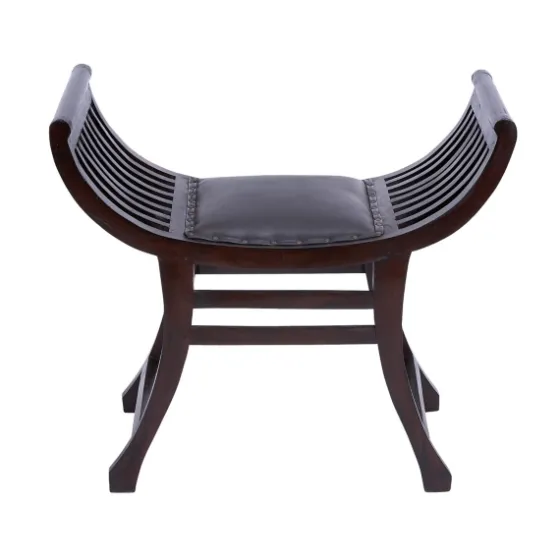 Grommet Leather And Mahogany Ottoman-Kirkland's Home Fashion