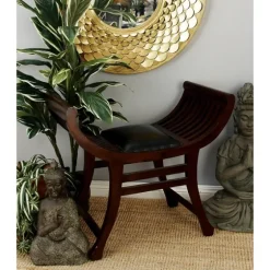 Grommet Leather And Mahogany Ottoman-Kirkland's Home Fashion