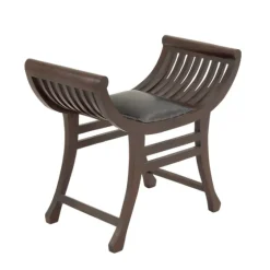 Grommet Leather And Mahogany Ottoman-Kirkland's Home Fashion