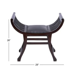 Grommet Leather And Mahogany Ottoman-Kirkland's Home Fashion