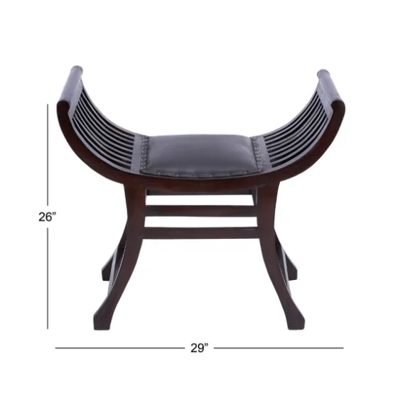 Grommet Leather And Mahogany Ottoman-Kirkland's Home Fashion