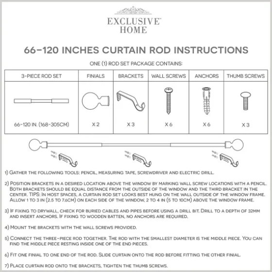 Gunmetal Open Sphere Curtain Rod, 120 In.-Kirkland's Home Online