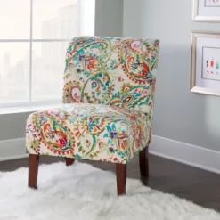 Hailey Bright Paisley Curved Back Slipper Chair-Kirkland's Home New