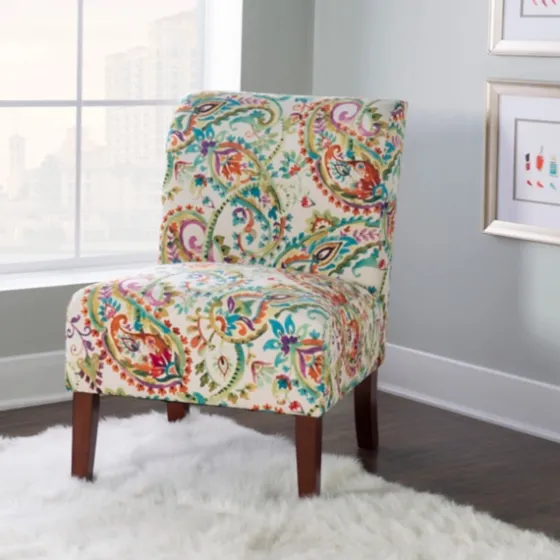 Hailey Bright Paisley Curved Back Slipper Chair-Kirkland's Home New