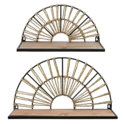 Half-Moon Woven Seagrass Wall Shelf, Set Of 2-Kirkland's Home Store