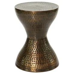 Hammered Bronze Iron Hourglass Accent Table-Kirkland's Home Discount