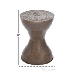 Hammered Bronze Iron Hourglass Accent Table-Kirkland's Home Discount