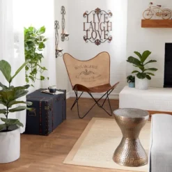 Hammered Bronze Iron Hourglass Accent Table-Kirkland's Home Discount
