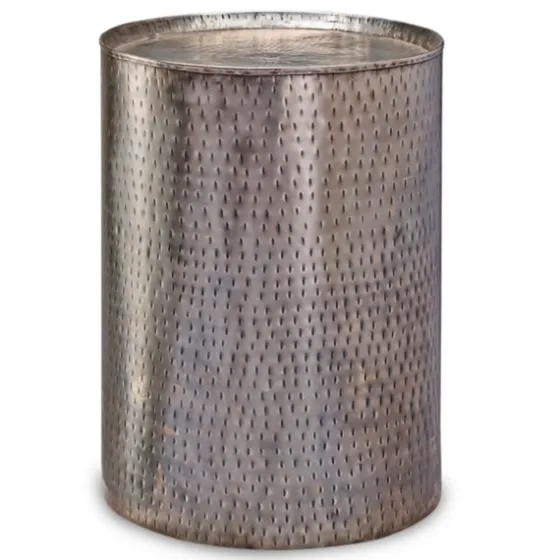 Hammered Pewter Barrel Accent Table-Kirkland's Home Discount