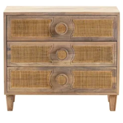 Hand Woven Cane 3-Drawer Wood Chest-Kirkland's Home Fashion