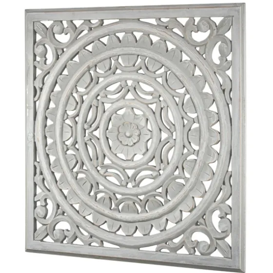 Handcarved Floral Medallion Wood Wall Plaque-Kirkland's Home Fashion