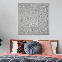 Handcarved Floral Medallion Wood Wall Plaque-Kirkland's Home Fashion