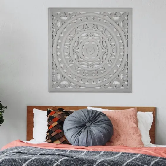 Handcarved Floral Medallion Wood Wall Plaque-Kirkland's Home Fashion