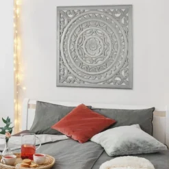 Handcarved Floral Medallion Wood Wall Plaque-Kirkland's Home Fashion
