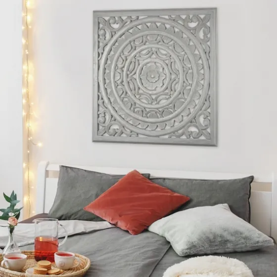 Handcarved Floral Medallion Wood Wall Plaque-Kirkland's Home Fashion
