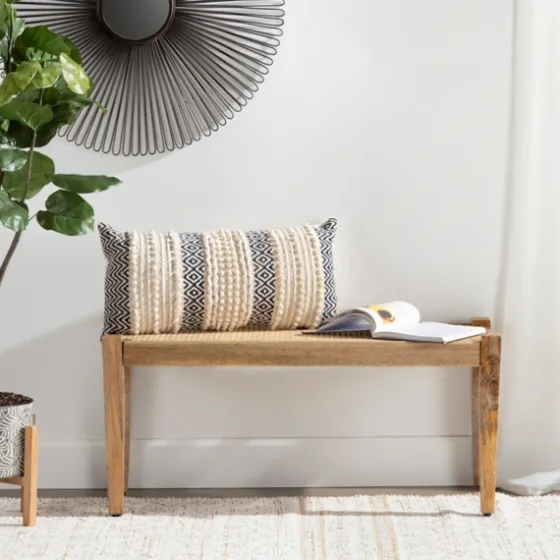 Handwoven Rattan Cane And Mango Wood Bench-Kirkland's Home Hot