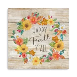 Happy Fall Y'All Wreath Giclee Canvas Art Print-Kirkland's Home Discount