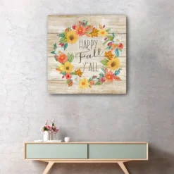 Happy Fall Y'All Wreath Giclee Canvas Art Print-Kirkland's Home Discount