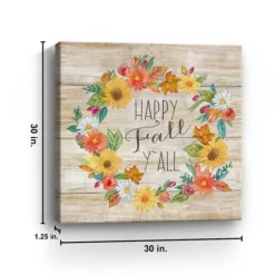 Happy Fall Y'All Wreath Giclee Canvas Art Print-Kirkland's Home Discount