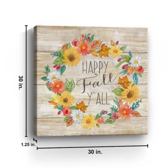 Happy Fall Y'All Wreath Giclee Canvas Art Print-Kirkland's Home Discount