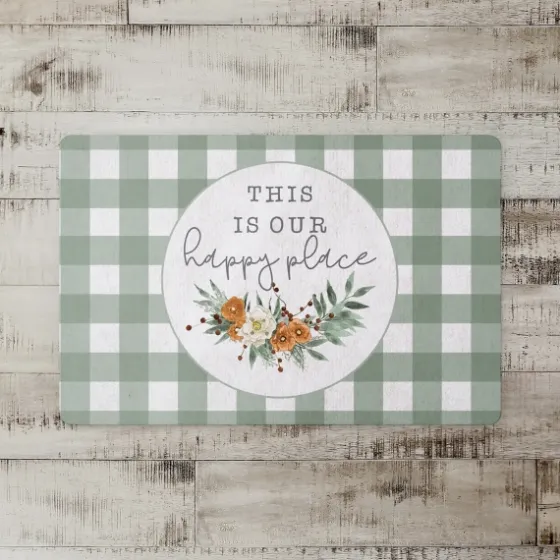 Happy Place Buffalo Check Kitchen Mat-Kirkland's Home Cheap