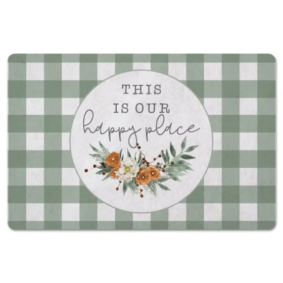 Happy Place Buffalo Check Kitchen Mat-Kirkland's Home Cheap