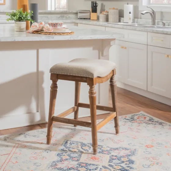 Hazelnut Upholstered Curved Seat Counter Stool-Kirkland's Home Cheap