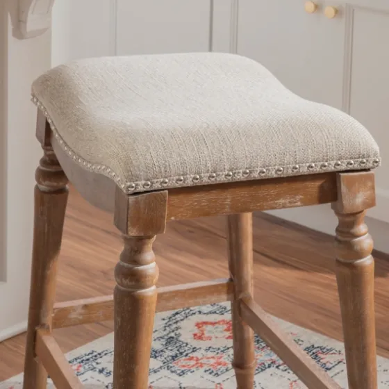 Hazelnut Upholstered Curved Seat Counter Stool-Kirkland's Home Cheap