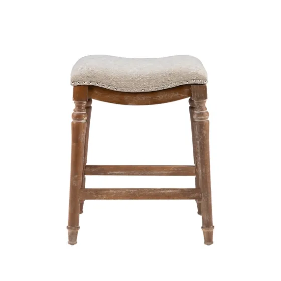 Hazelnut Upholstered Curved Seat Counter Stool-Kirkland's Home Cheap